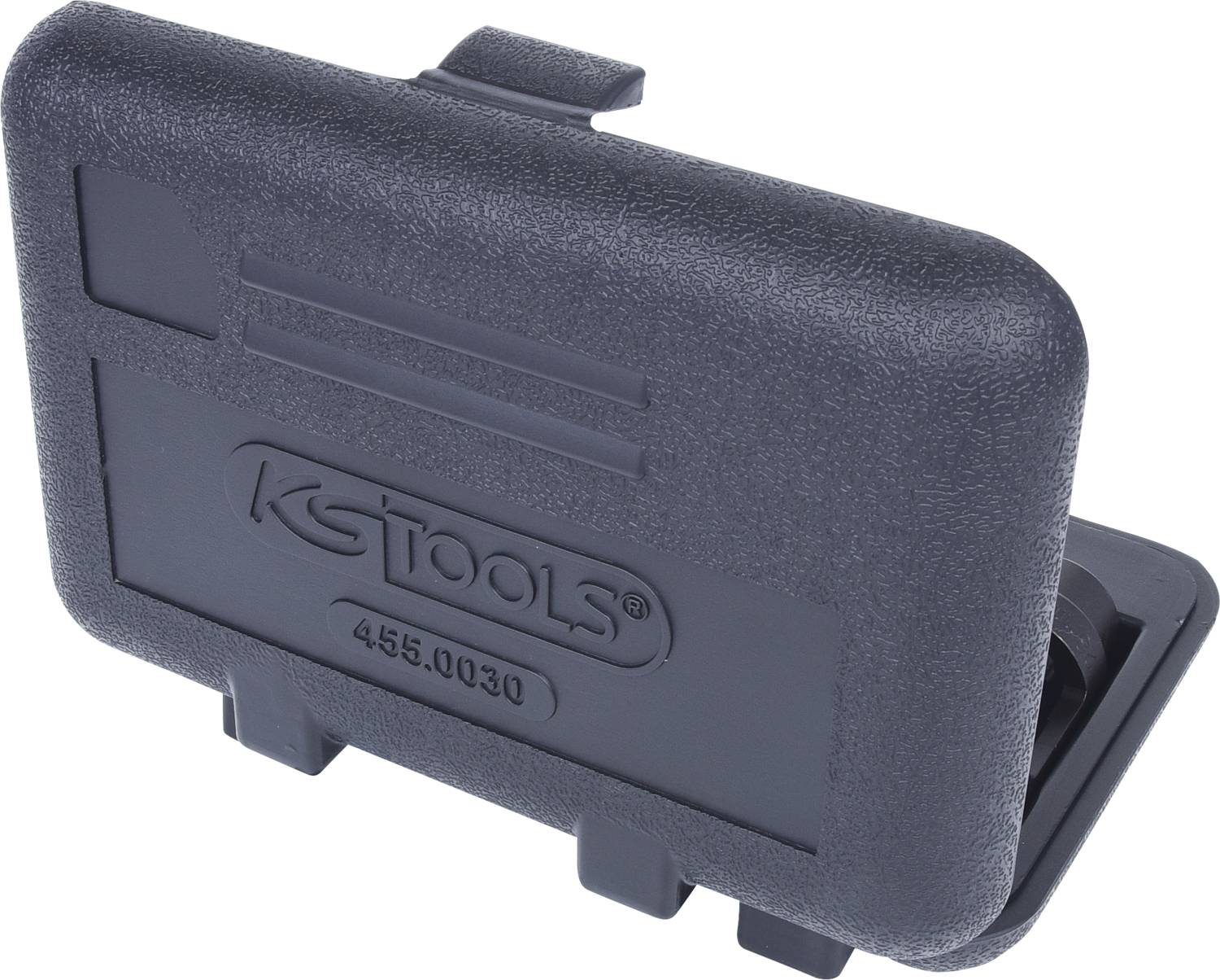 Schwarzer Kunststoffkoffer mit 'KS Tools' Logo, geschlossen.