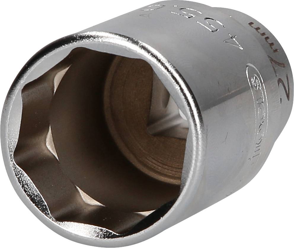 Sechskant-Steckschlüsseleinsatz aus Metall, 24 mm, glänzend, zylindrische Form, zum Anziehen oder Lösen von Schrauben mit passendem Kopf.