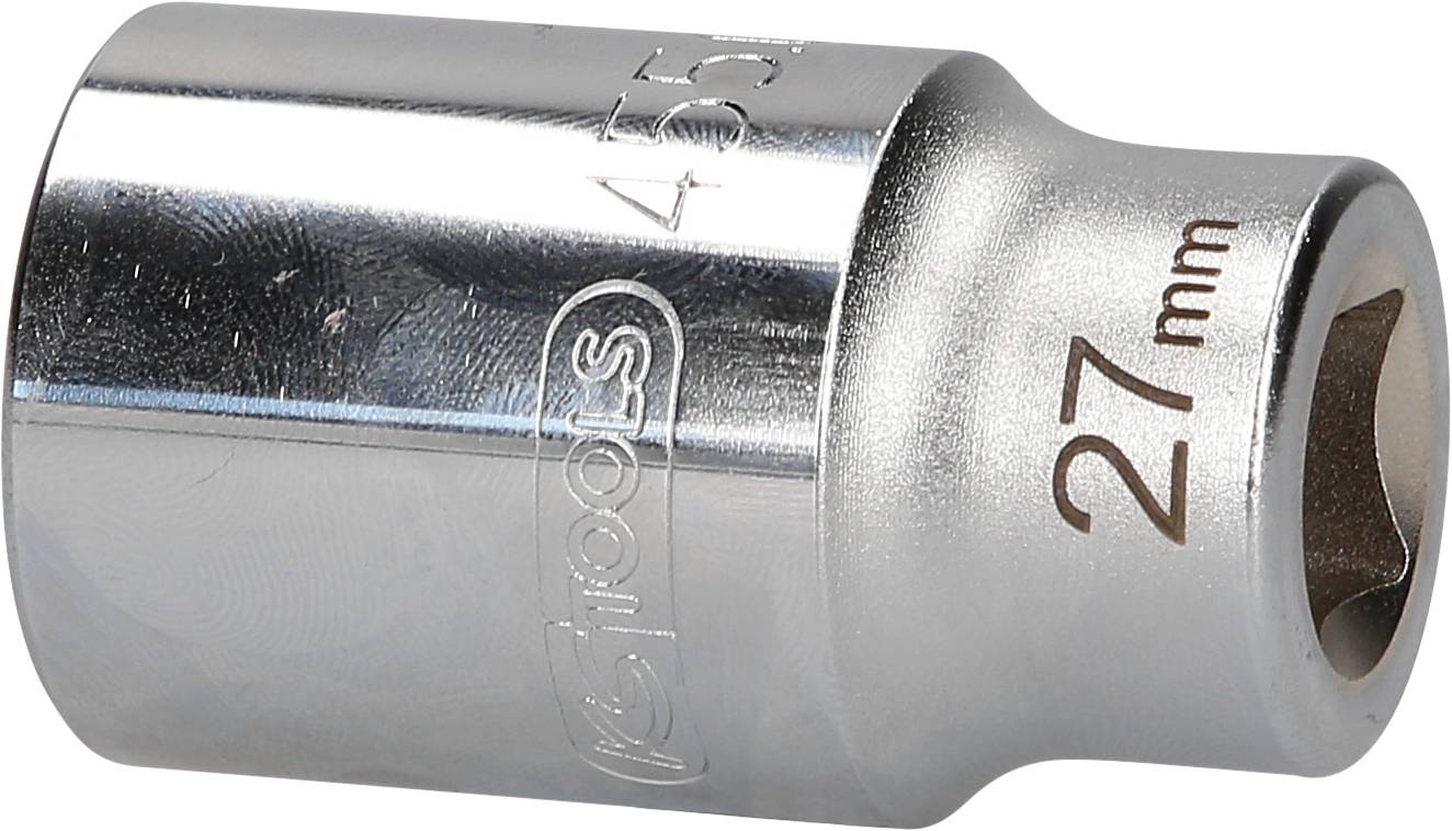 27 mm Steckschlüssel mit sechs Kanten aus glänzendem Metall.