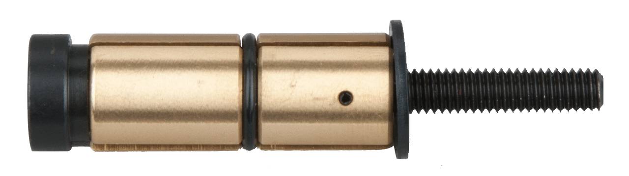 Metallischer Zylinder mit Gewindebolzen, vermutlich Teil eines mechanischen Systems oder Werkzeugs.