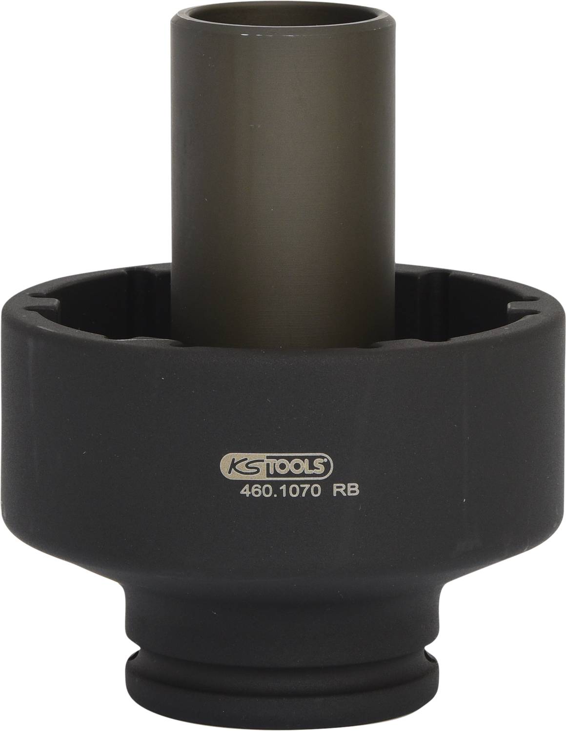 Ein schwarzer Sechskant-Steckschlüssel mit Aufschrift 'KS Tools 460.1070 RB'.