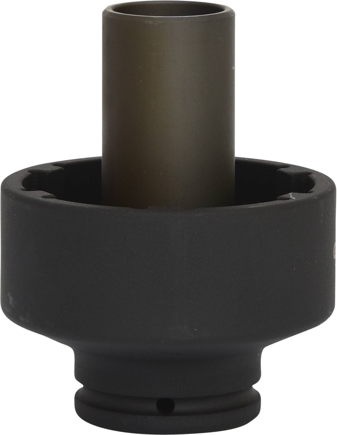 Ein zylinderförmiges Maschinenteil mit einem hohen Mittelstift in einem breiteren äußeren Ring, das vermutlich für industrielle Zwecke verwendet wird.