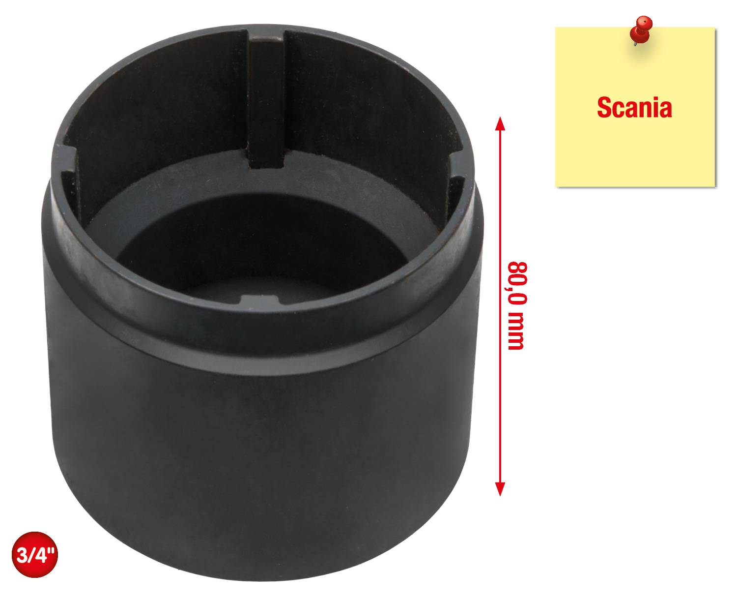 KS Tools 3/4" Nutmuttern-Schlüssel mit 4 Zapfen für Scania, Innenzapfen Ø 65mm 460.1590