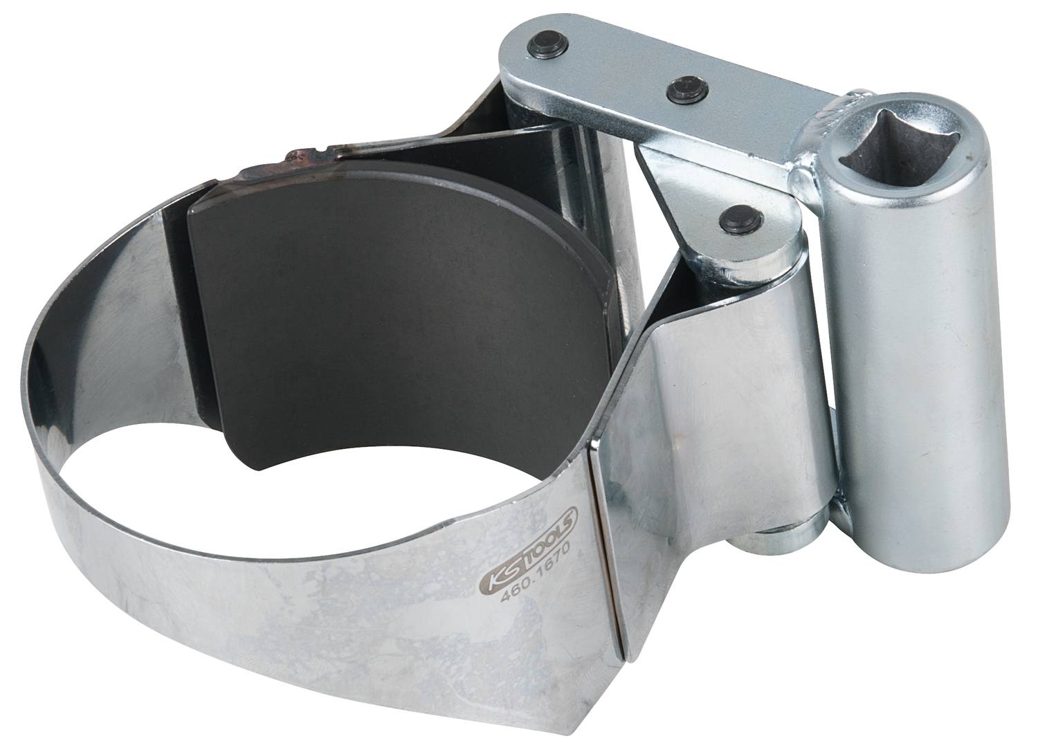 Metallschlüsselkappe für Ölfilter, verstellbar, robustes Design, geeignet zum Lösen und Anziehen von Ölfiltern unterschiedlicher Größe.