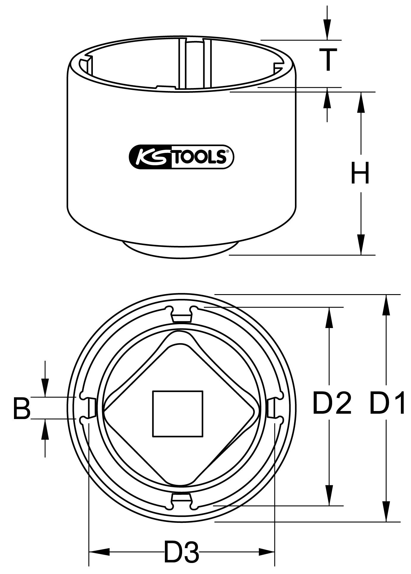KS Tools 3/4" Nutmuttern-Schlüssel für Scania mit 4 Zapfen, Innenzapfen Ø 72mm 460.1730
