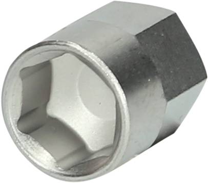 Sechskant-Steckschlüsselaufsatz in silberner Farbe, geeignet für manuelle und maschinelle Schraubarbeiten.