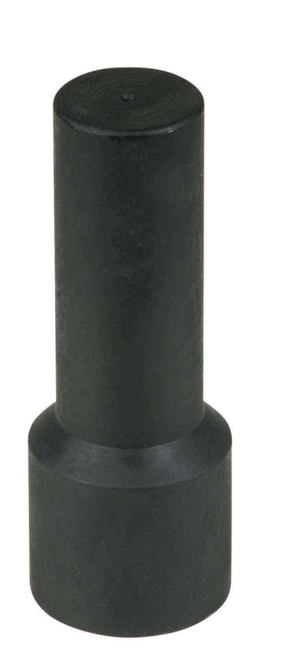Schwarzer Gummiadapter für Haushaltsgeräte; zylindrische Form, breiter am unteren Ende, dient zur Verbindung von Teilen oder Geräten.