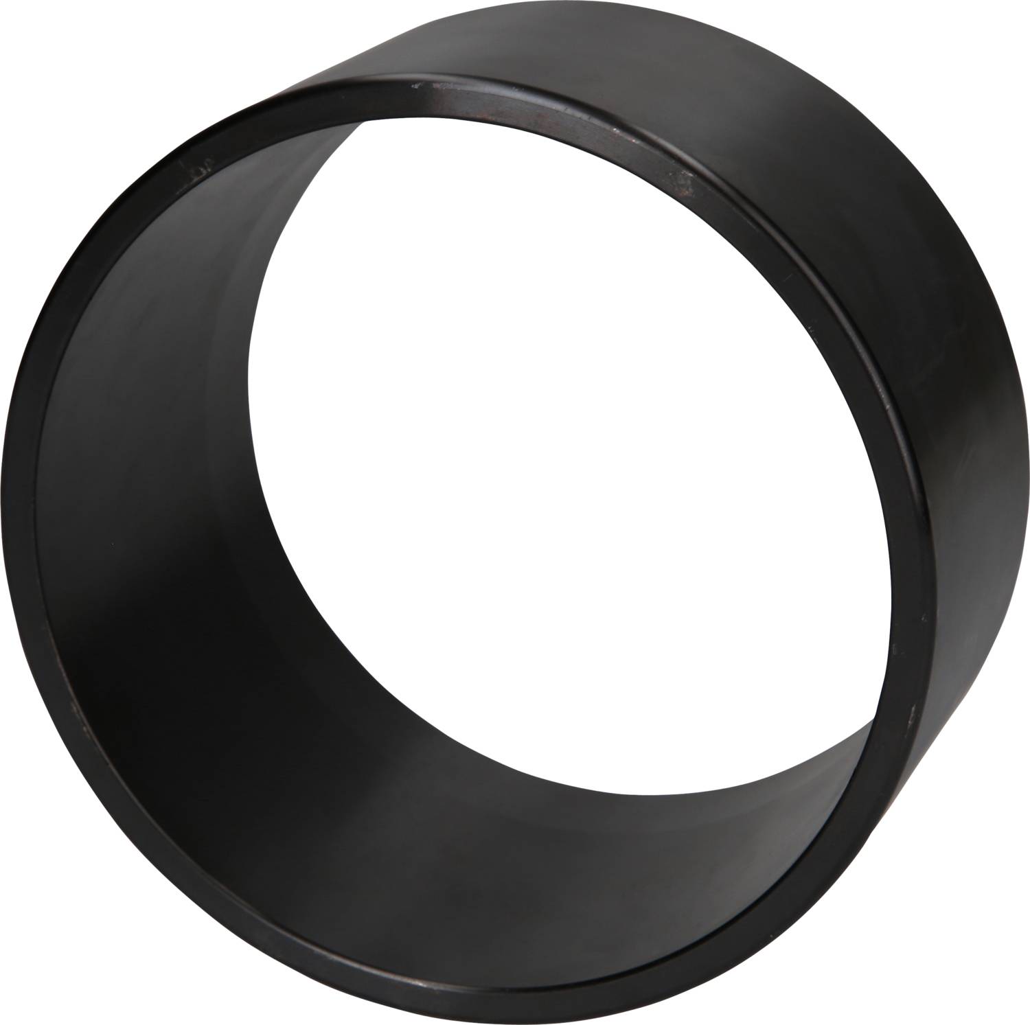 Ein schwarzer, runder Metallring mit glatter Oberfläche, im Profil von der Seite gezeigt.