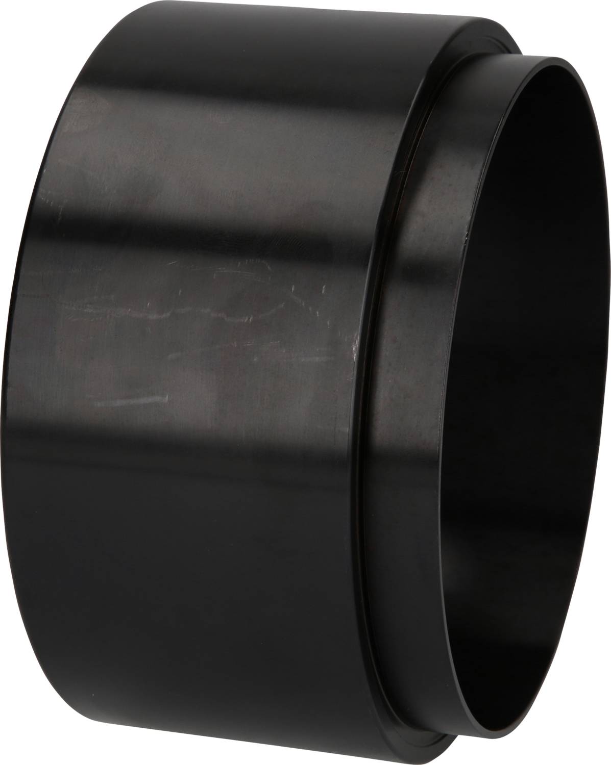 Ein schwarzer, zylindrischer Metallring mit glatter Oberfläche.