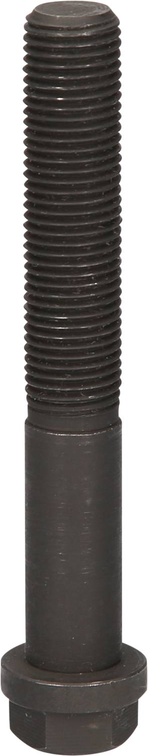 Eine große, schwarze Schraube mit Sechskantkopf und langem Gewinde.