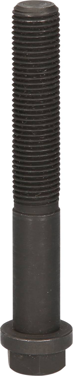 Eine lange schwarze Schraube mit Sechskantkopf und durchgehendem Gewinde.