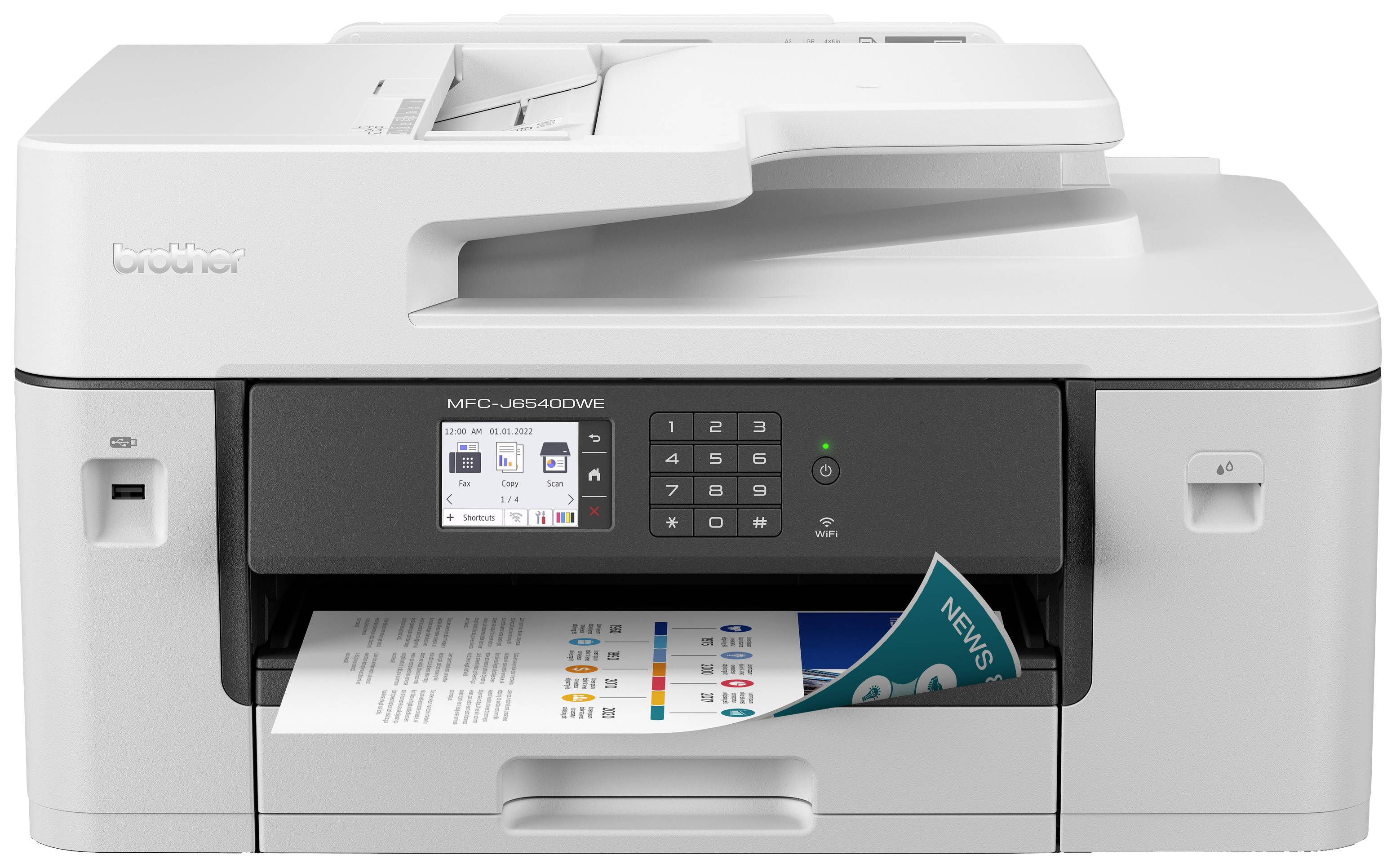 Brother MFCJ6540DWE Multifunktionsdrucker Tintenstrahl Farbe A3 Drucker, Scanner, Kopierer, Fax ADF, Duplex, LAN, USB, WLAN