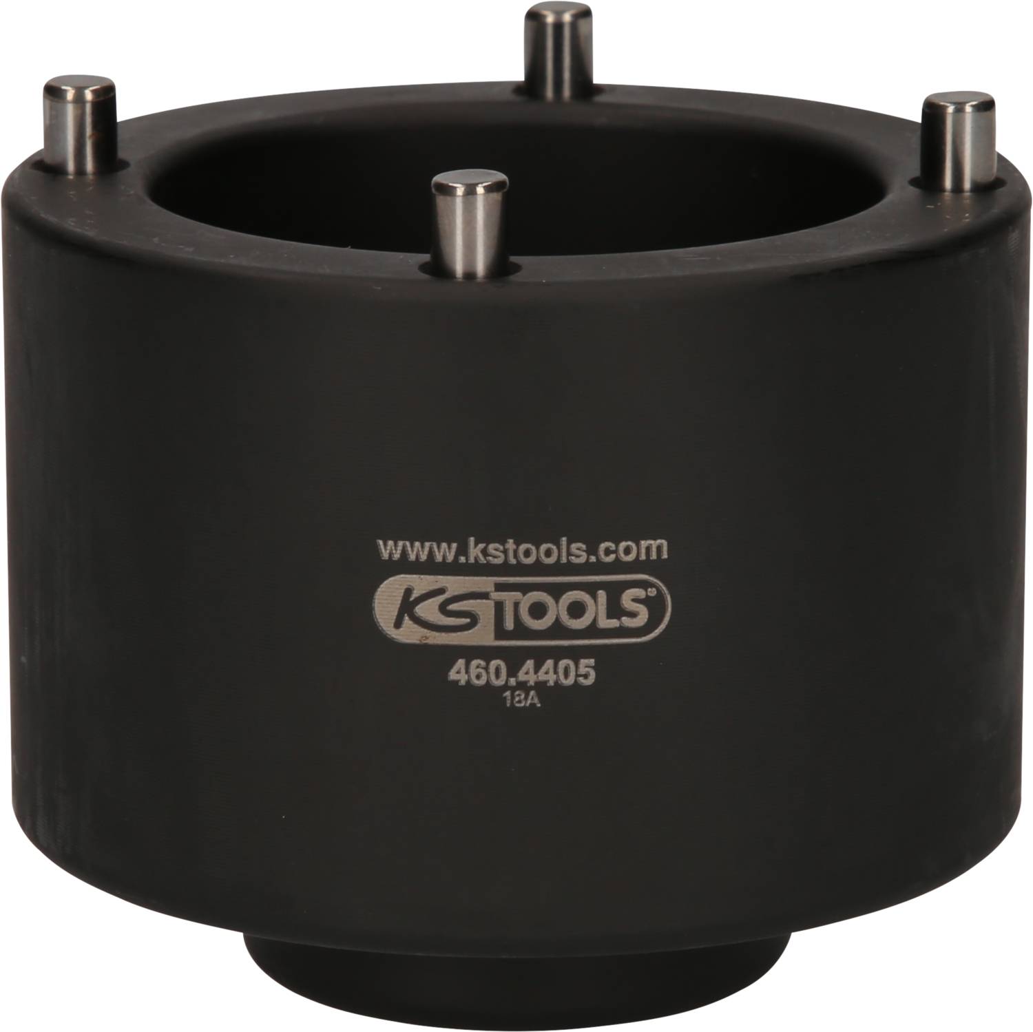Werkzeugadapter von KS Tools, schwarz, rund, mit vier Metallstiften an der Oberseite.