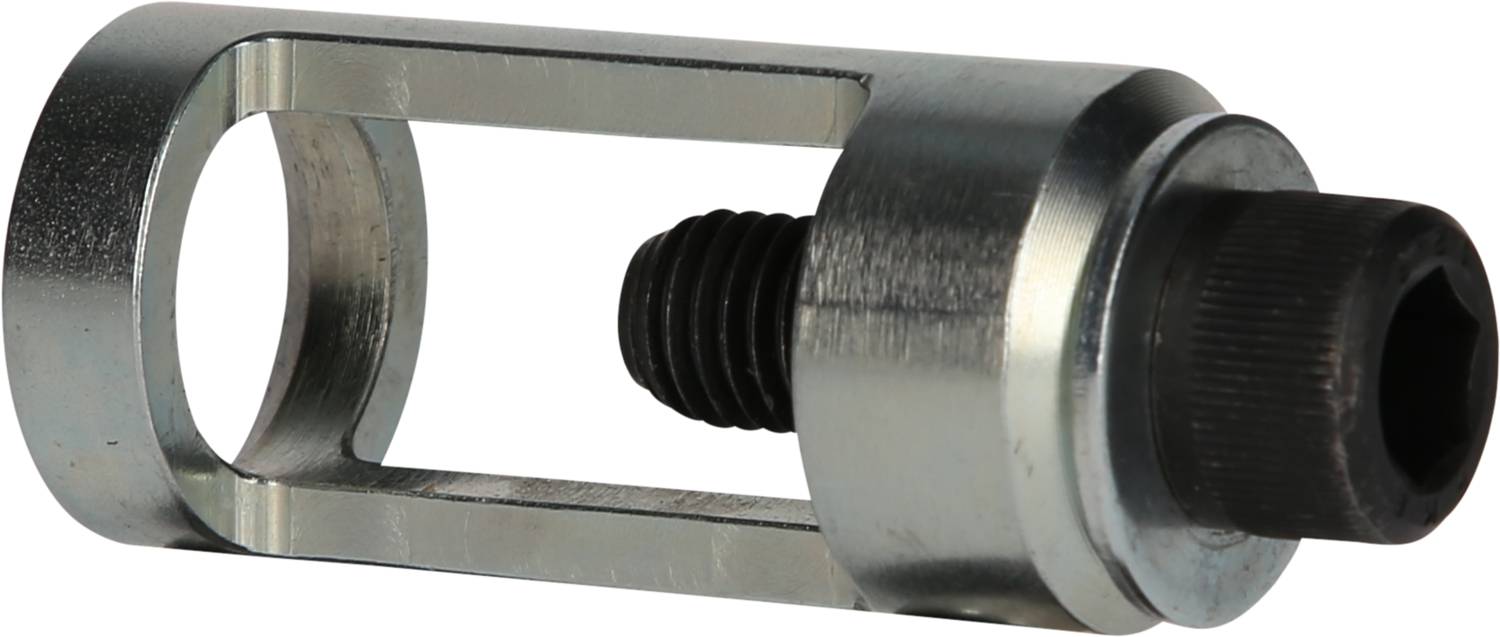 Ein Metallwerkzeug mit Schraubmechanismus, vermutlich ein Abzieher zur Demontage von Autoteilen oder ähnlichen mechanischen Bauteilen.