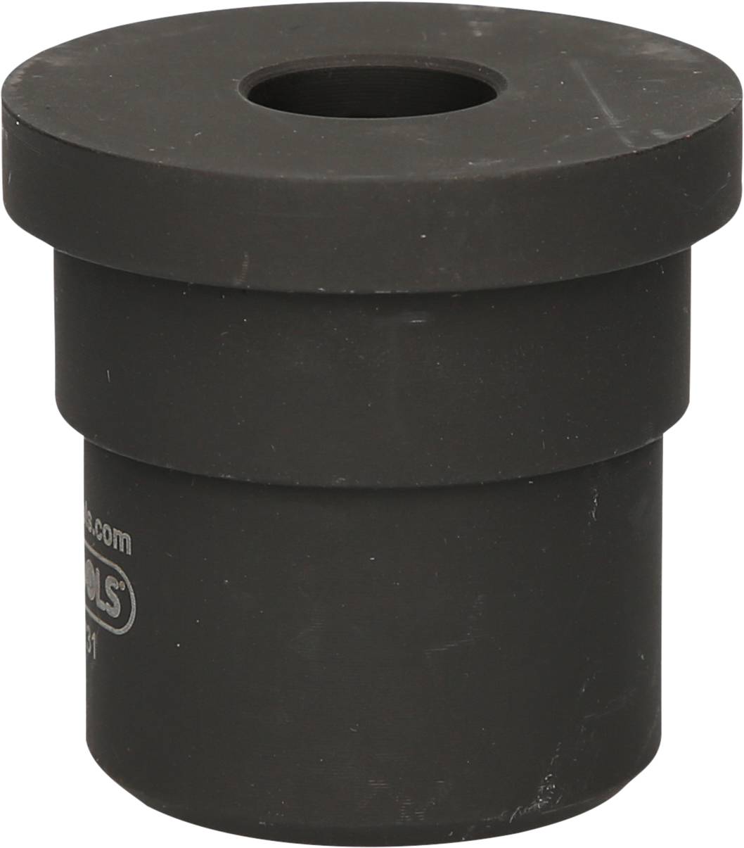 Schwarze Gummidichtung in zylindrischer Form mit breitem Rand und zentraler Öffnung. Verwendet als Dichtung oder Verschluss in Rohrsystemen.