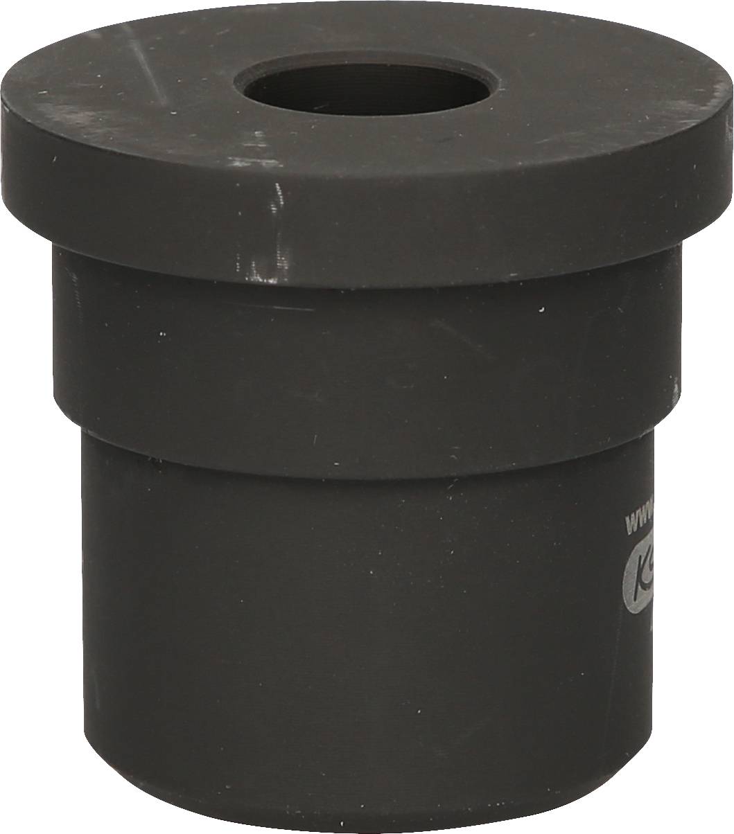 Schwarze Gummidichtung mit zylindrischer Form und zentralem Loch, verwendet zur Abdichtung in Rohrsystemen.