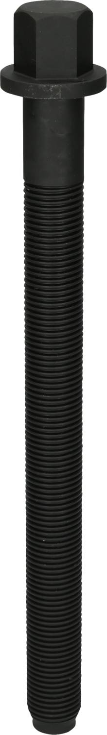 Eine schwarze, lange Schraube mit sechseckigem Kopf und durchgehendem Gewinde, hauptsächlich für Maschinenbefestigungen verwendet.