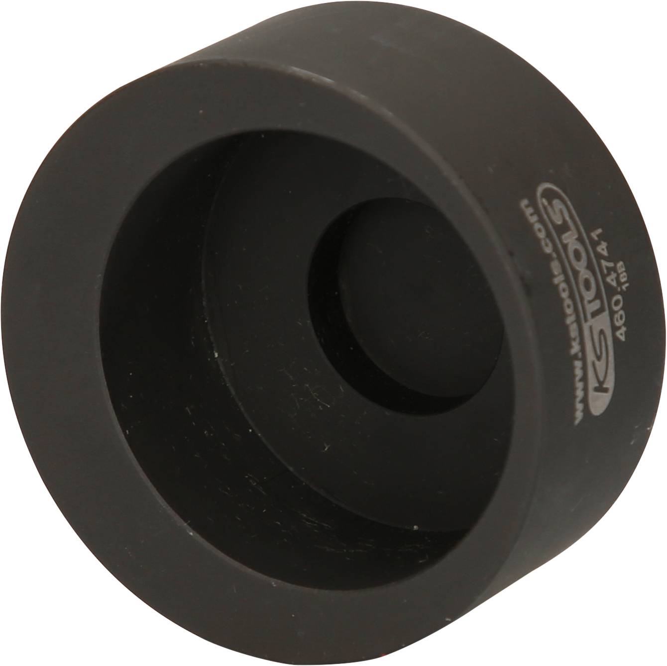 Ein schwarzes, zylindrisches Werkzeugteil mit dem Logo und der Website von KS Tools an der Seite.