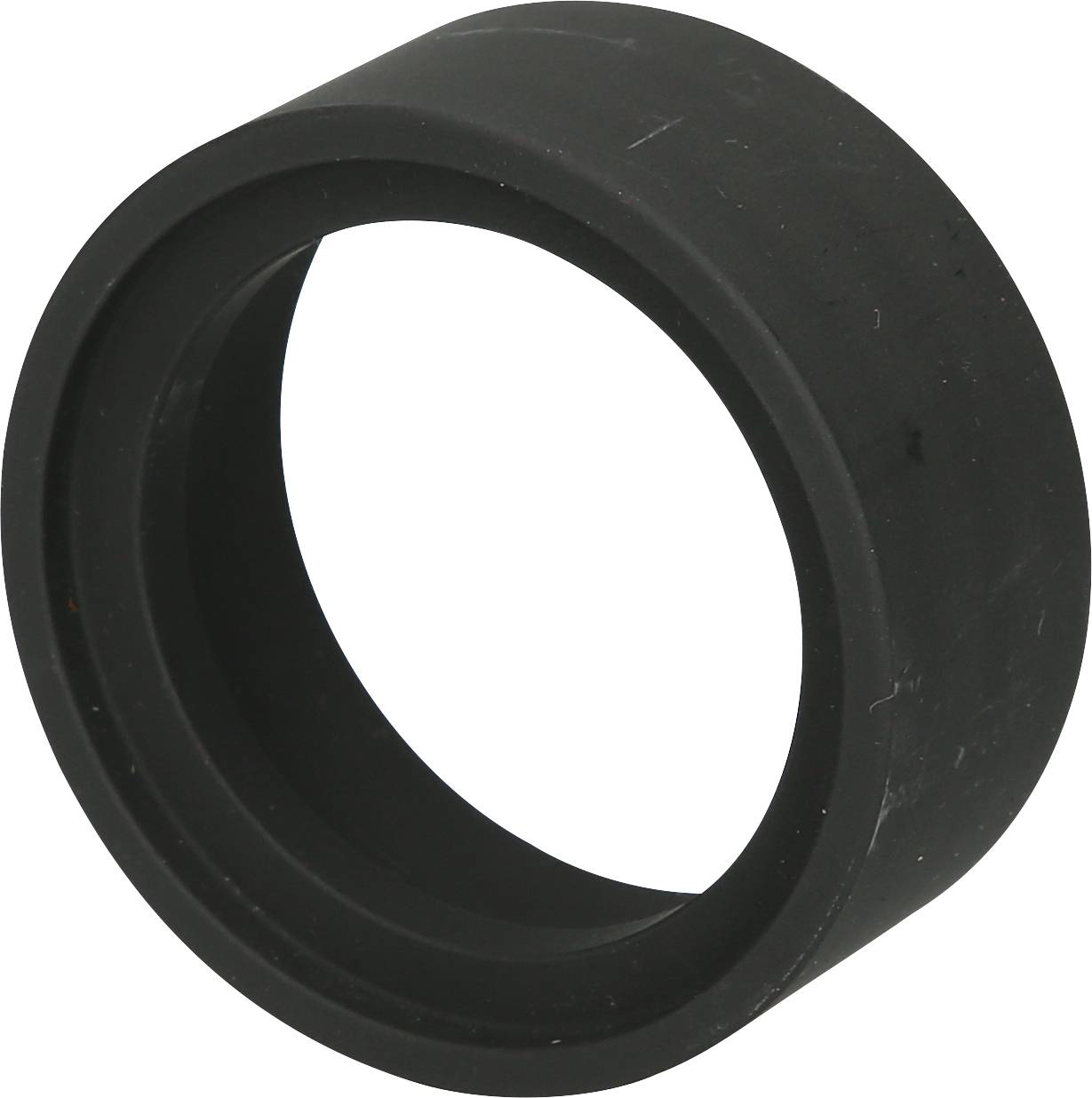Ein schwarzer, ringförmiger Gummidichtungsring.