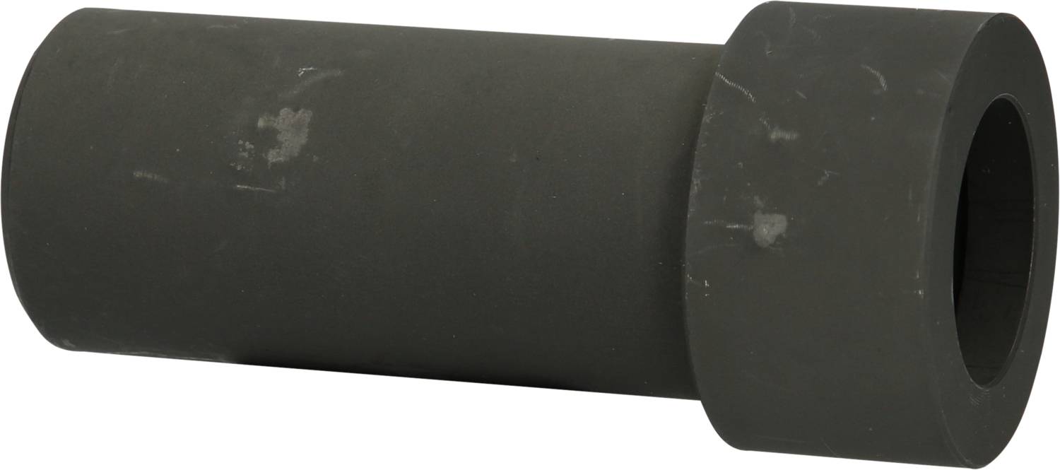 Eine schwarze, zylindrische Metallhülse mit einer breiteren Kante auf einer Seite, die für technische Anwendungen verwendet wird.