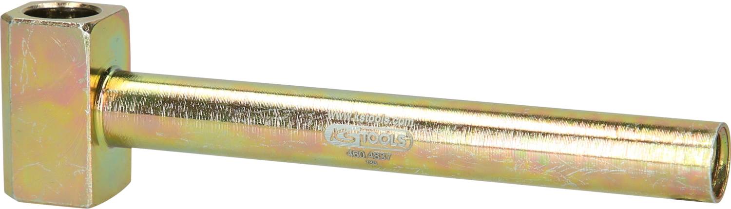 Messingfarbener, zylindrischer Bolzen mit quadratischem Kopf, seitliche Gravur 'AS Tools'. Geeignet für Maschinenbauanwendungen.