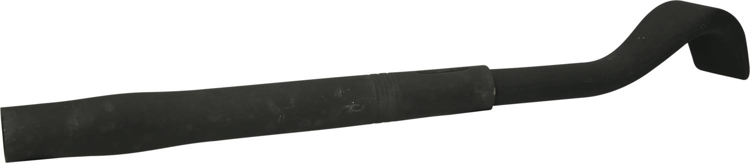 Ein schwarzes Brecheisen mit einem abgeflachten und einem gebogenen Ende, verwendet zum Hebeln oder Öffnen von festen Objekten.