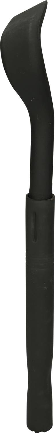 Schwarzes, gekrümmtes elektrisches Gerät, das einem Massagegerät ähnelt, mit ergonomischem Griff und glatter, abgerundeter Spitze.