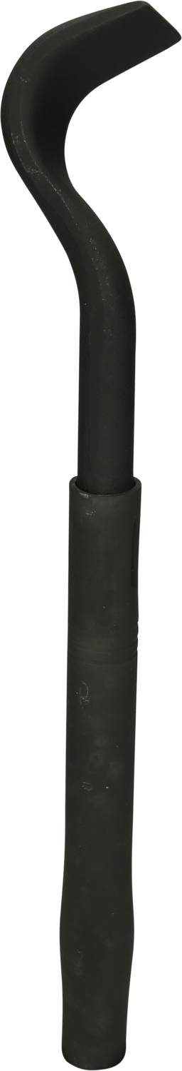 Schwarzer Kuhfuß mit gebogener, flacher Spitze, verwendet zum Entfernen von Nägeln oder zum Heben schwerer Objekte.