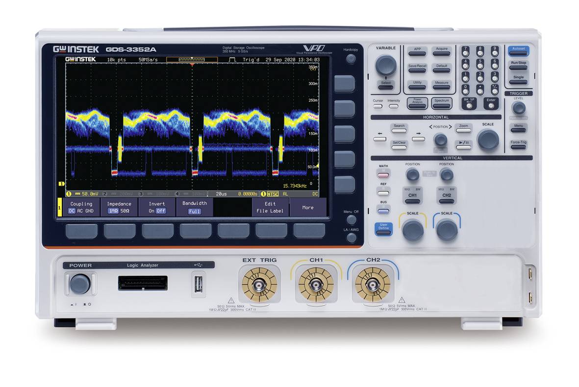 GW Instek GDS-3352A Digital-Oszilloskop 350MHz 2-Kanal 5 GSa/s 8 Bit 1St.