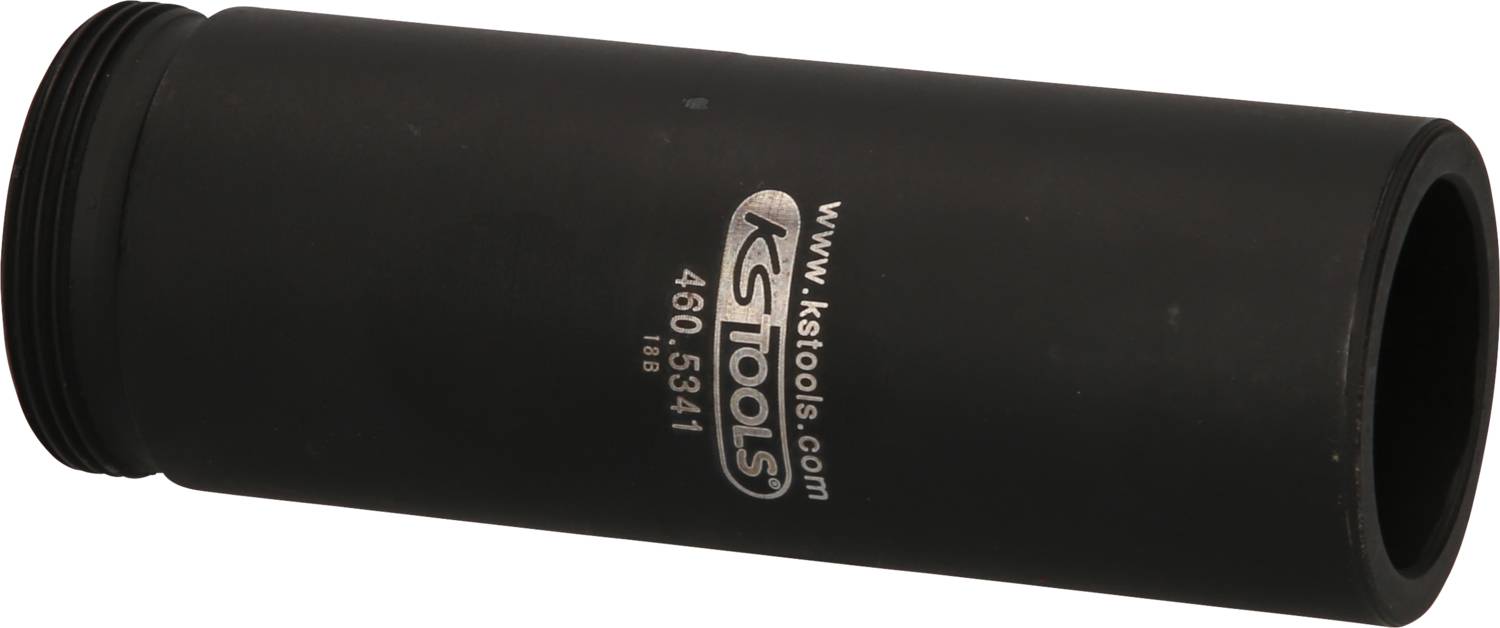 Schwarze zylindrische Stecknuss mit Beschriftung 'KS Tools 460.5341', zur Verwendung mit Schraubenschlüsseln und Ratschen.