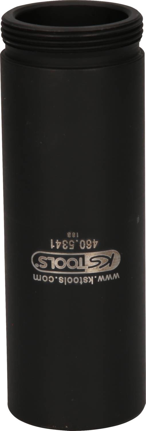 Schwarzer zylindrischer Metallaufsatz mit der Aufschrift 'KS TOOLS' und einer Website-Adresse. Verwendet für Werkzeuge.