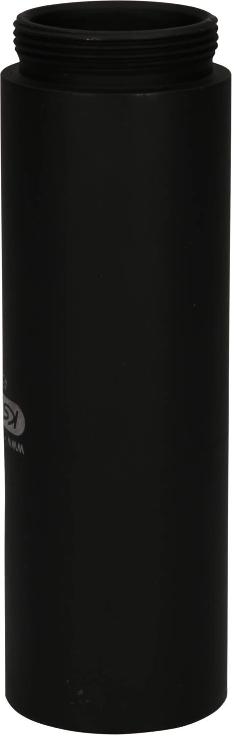 Ein schwarzer, zylindrischer Behälter mit Schraubverschluss. Der Behälter ist schlicht und ohne sichtbare Marken oder Muster.