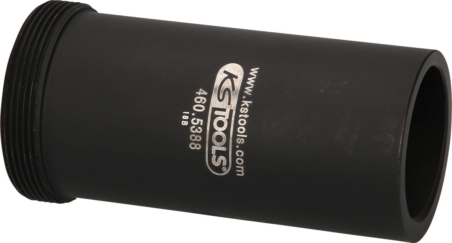 Schwarze zylindrische Werkzeughülse mit Aufschrift 'KS Tools', Webadresse und Modellnummer.