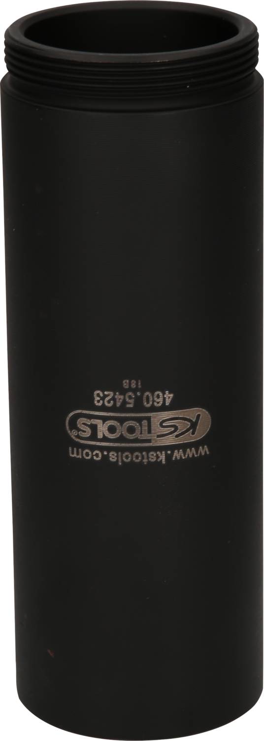 Schwarzer zylindrischer Behälter mit Gravur 'KS Tools' und einer Website-Adresse.