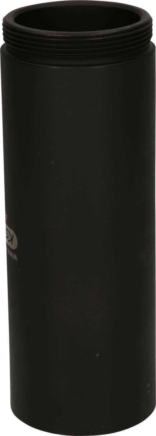 Schwarzes, zylindrisches Rohr, möglicherweise Teil eines technischen oder industriellen Geräts. Keine sichtbaren Aufschriften.