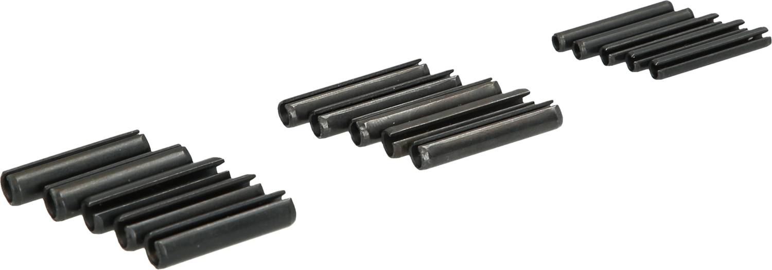 Metallstifte in zwei Gruppen, beide parallel zueinander angeordnet, auf weißem Hintergrund.