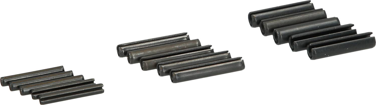 Drei Stapel dunkler Metallstifte unterschiedlicher Länge liegen auf einer weißen Fläche.