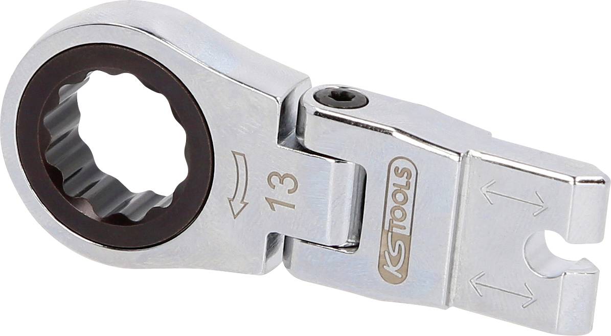 Silberner KSTools Umschaltknarre Ringschlüssel mit 13 mm Markierung und umkehrbarem Kopf