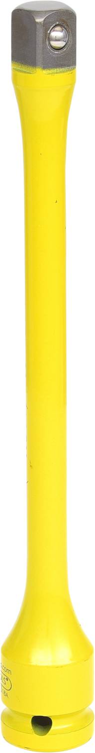 Eine gelbe Taschenlampe mit grauem Kopf, batteriebetrieben, schlankes Design. Geeignet für Outdoor-Aktivitäten oder Notfälle.
