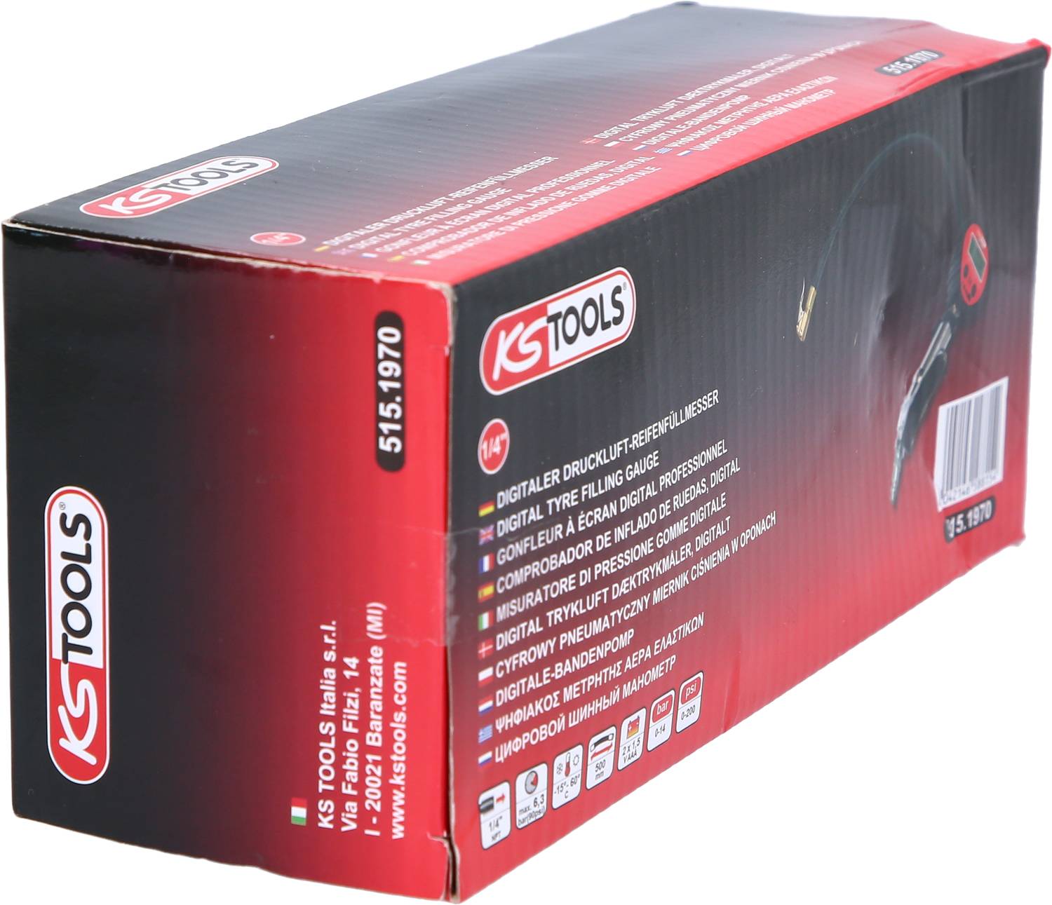 KS Tools Digitaler Druckluft-Reifenfüllmesser,0-14bar 515.1970