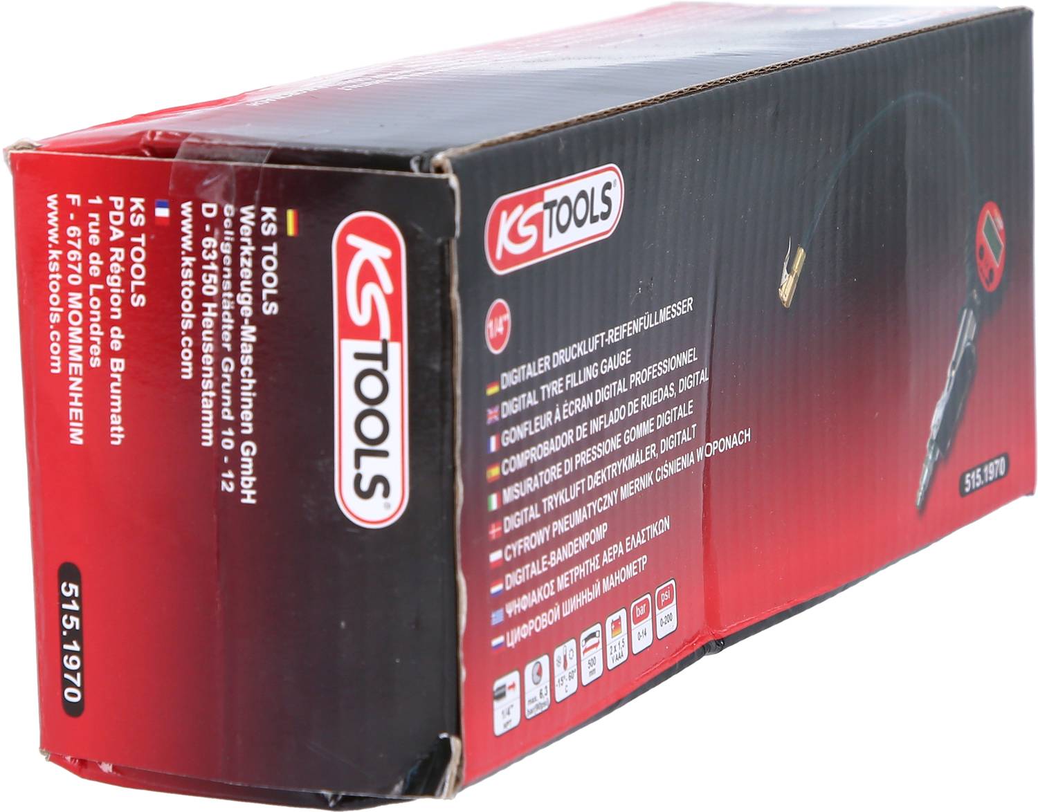 KS Tools Digitaler Druckluft-Reifenfüllmesser,0-14bar 515.1970