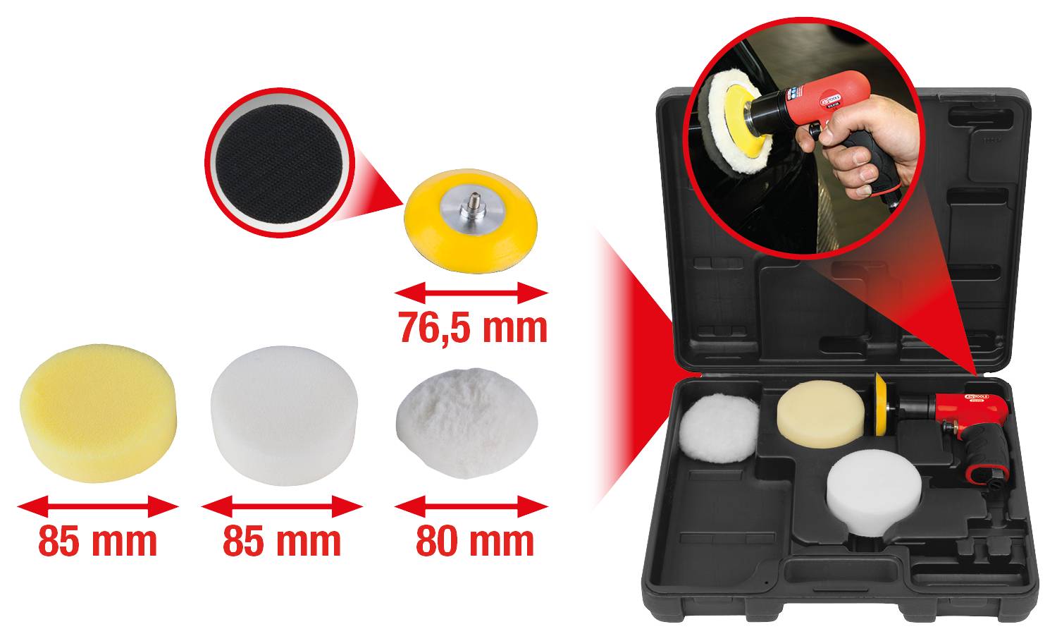 KS Tools 1/4" Mini-Druckluft-Polierer-Satz, 5-tlg 515.5120