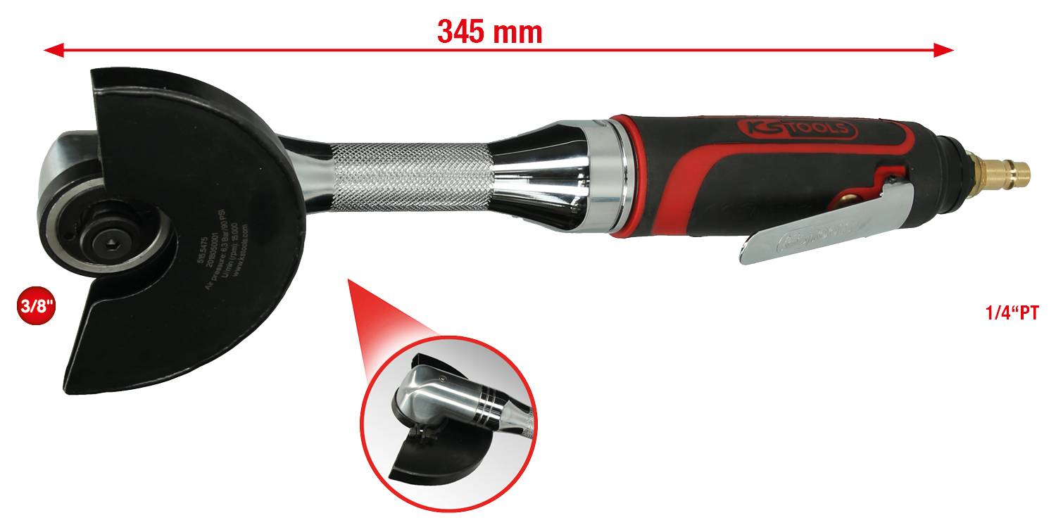 'Luftbetriebener Winkelschleifer mit 345 mm Länge, 3/8