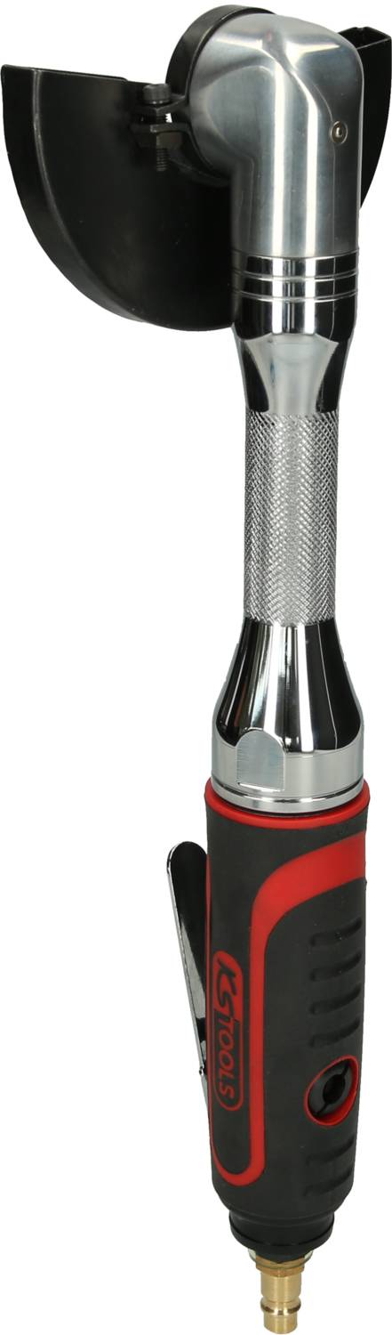 Ein Drehwerkzeug mit ergonomischem Griff und Schutzabdeckung, geeignet für präzise Schleif- oder Schneidarbeiten.