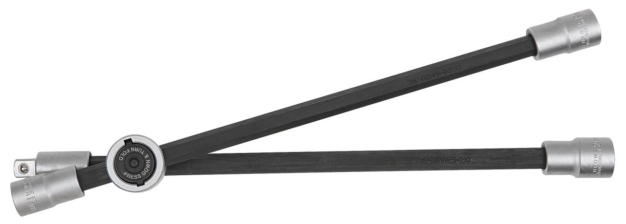 Drehmomentschlüssel-Schlüssel mit zwei Armen und beweglichen Köpfen, die zur präzisen Einstellung des Drehmoments verwendet werden.