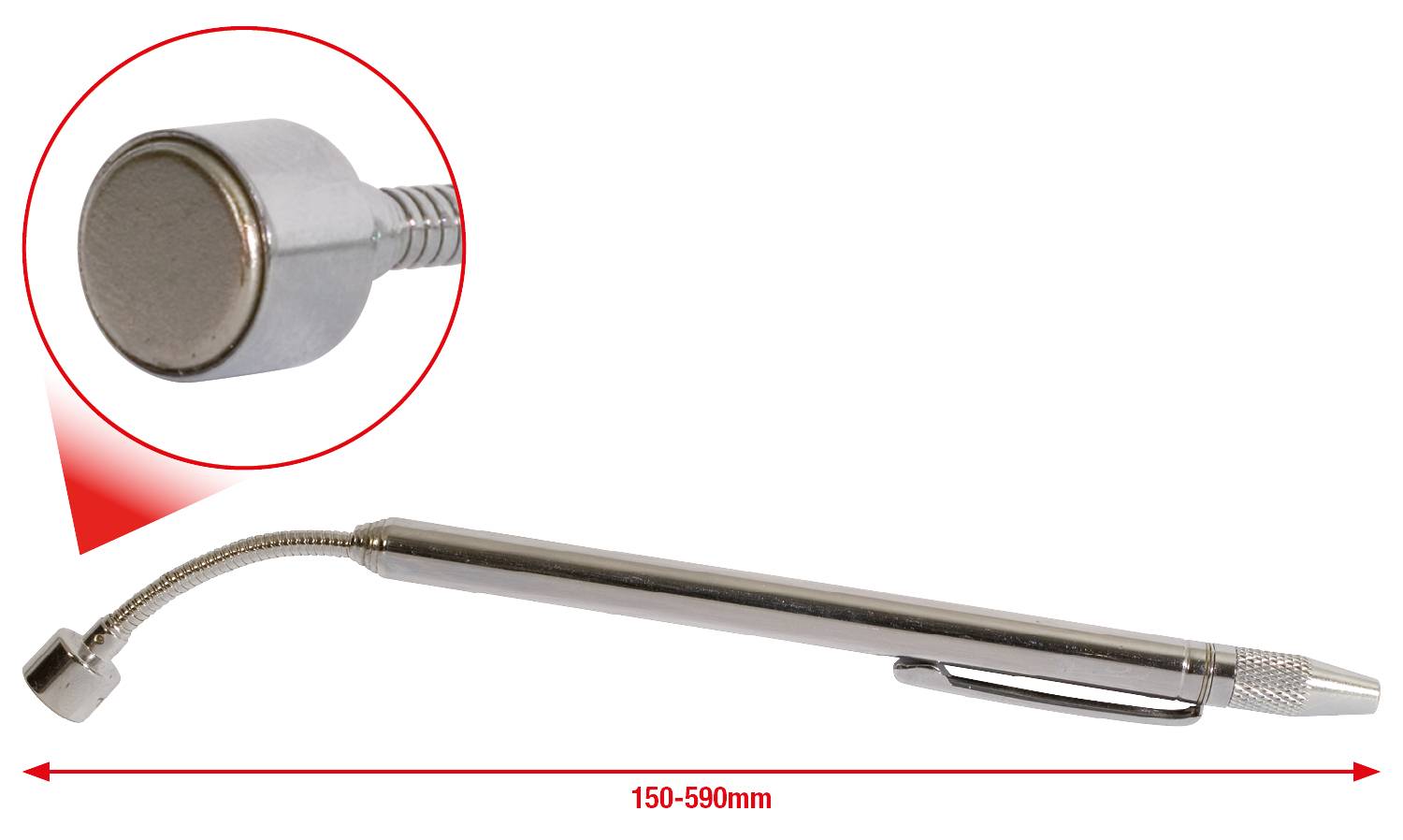 KS Tools 2in1 Teleskop-Magnetheber mit Waschdüsen-Reinigungs- und Einstellwerkzeug, 150-590mm 550.1023