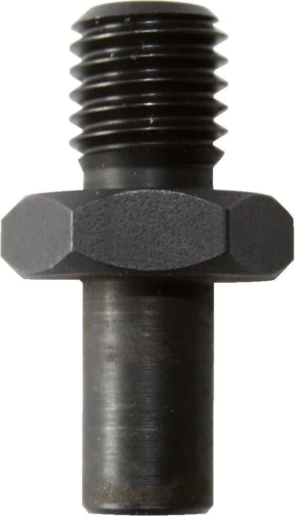 Schraubenbolzen mit sechseckigem Kopf, schwarzes Metall, isoliert auf weißem Hintergrund.