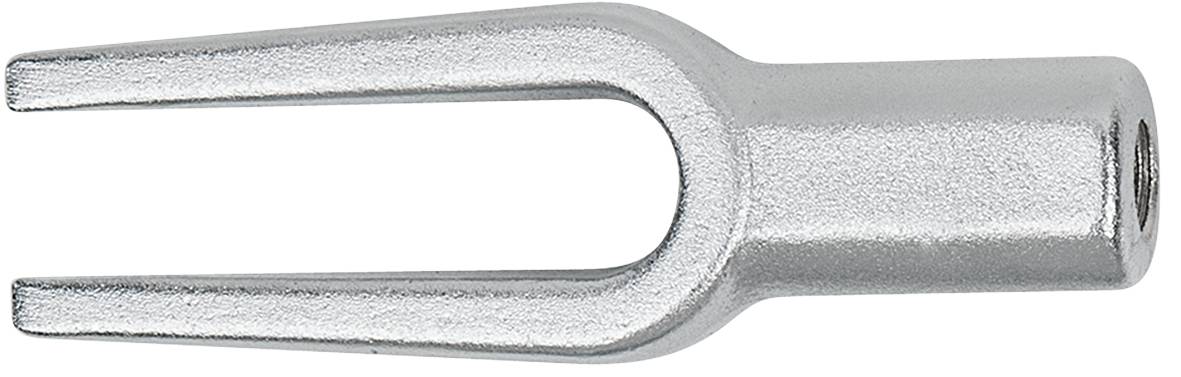 Metallener Gabelabzieher mit zwei Zinken, verwendet zum Entfernen von Teilen wie Kugelgelenken in Fahrzeuganwendungen.
