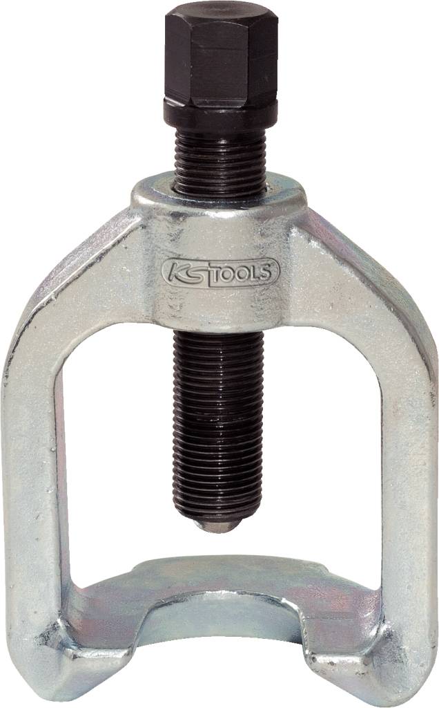 Silberner Abzieher mit schwarzer Schraube, geeignet für das Entfernen von Lagern oder Buchsen in mechanischen Anwendungen.