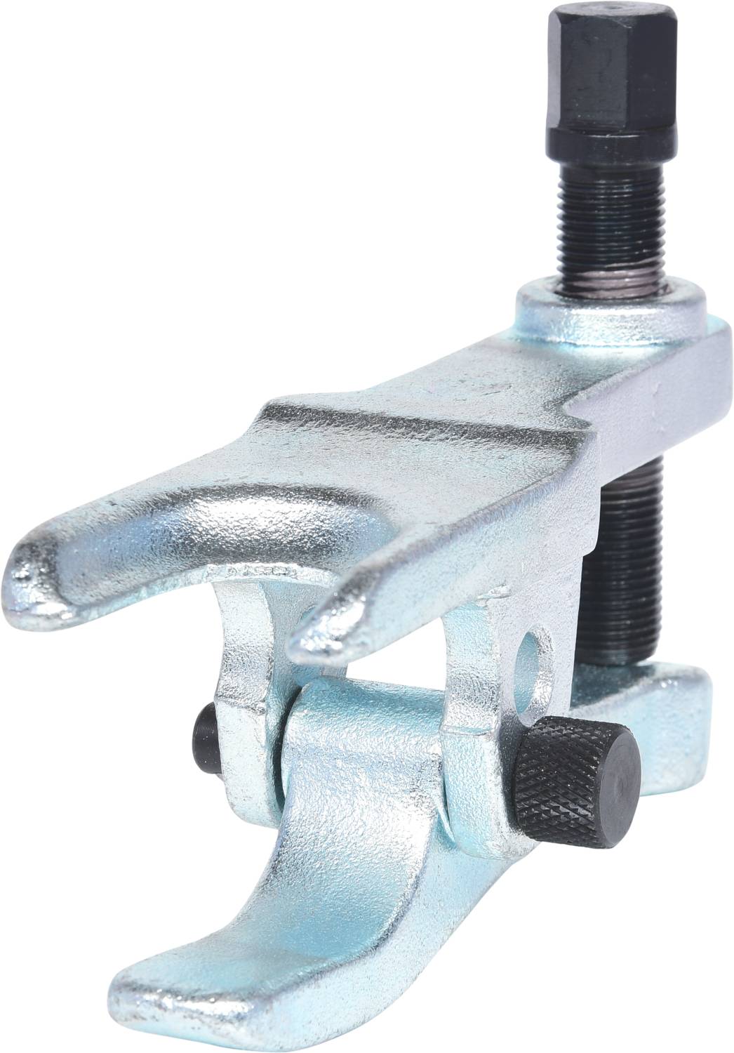 Ein silberner Metallabzieher mit Schraubmechanismus zum Trennen von Kugelgelenken in mechanischen Anwendungen.